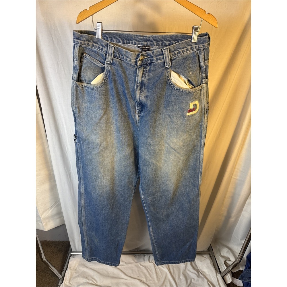 Vintage DLO NYC Skater Jeans Mens 34x33 Denim Grunge Wide Leg Jnco Style Crazy